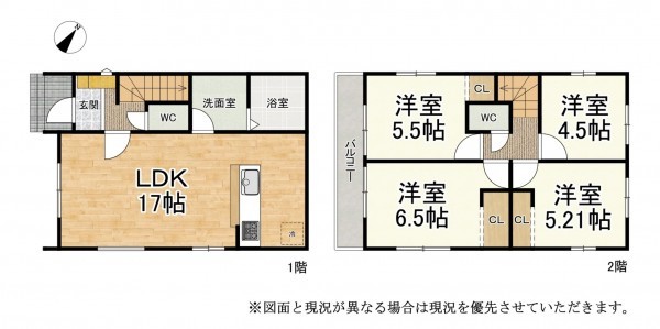 草津市平井、新築一戸建ての間取り画像です