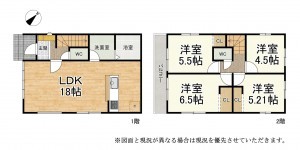 草津市平井、新築一戸建ての間取り画像です