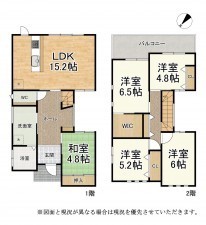 大津市衣川、中古一戸建ての間取り画像です