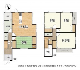 湖南市吉永、中古一戸建ての間取り画像です