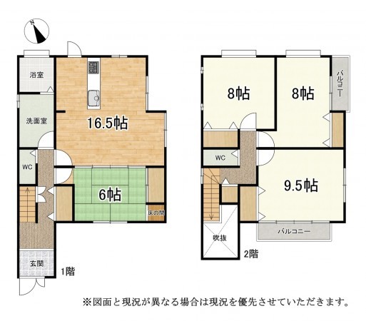 湖南市吉永、中古一戸建ての間取り画像です