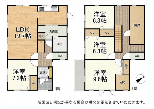 湖南市平松北、中古一戸建ての間取り画像です