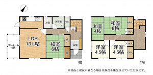 湖南市三雲、中古一戸建ての間取り画像です