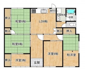 甲賀市水口町、中古一戸建ての間取り画像です