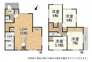 甲賀市水口町、新築一戸建ての間取り画像です