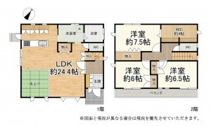 湖南市針、中古一戸建ての間取り画像です