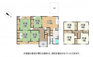 湖南市正福寺、中古一戸建ての間取り画像です