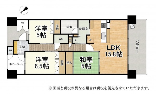 大津市茶が崎、マンションの間取り画像です