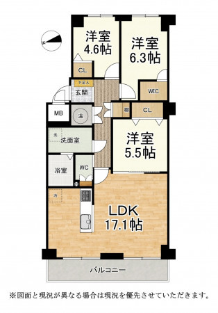 大津市湖城が丘、マンションの間取り画像です