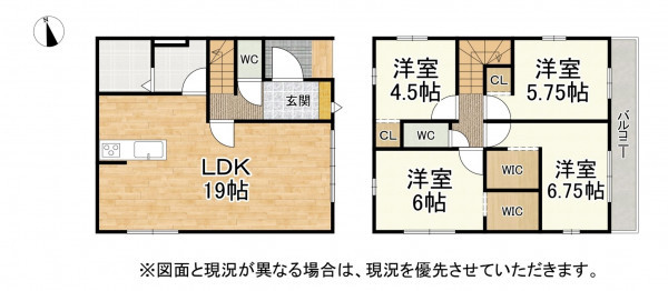 大津市一里山、新築一戸建ての間取り画像です