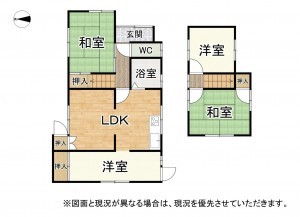 大津市国分、中古一戸建ての間取り画像です
