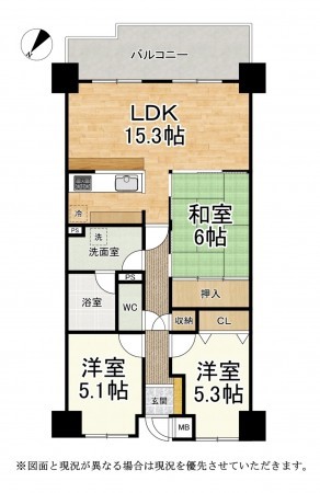 草津市青地町、マンションの間取り画像です