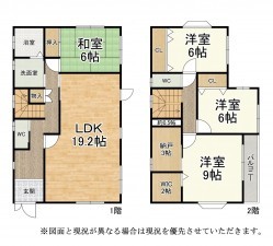 湖南市若竹町、中古一戸建ての間取り画像です