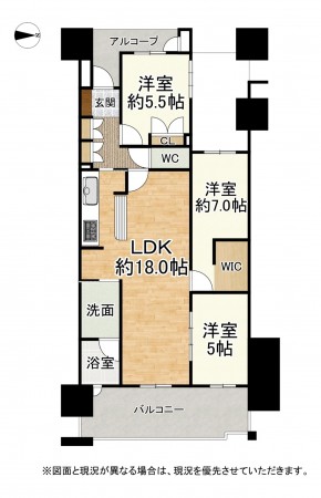 大津市柳が崎、マンションの間取り画像です