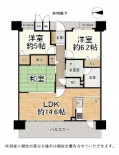 大津市浜大津、マンションの間取り画像です