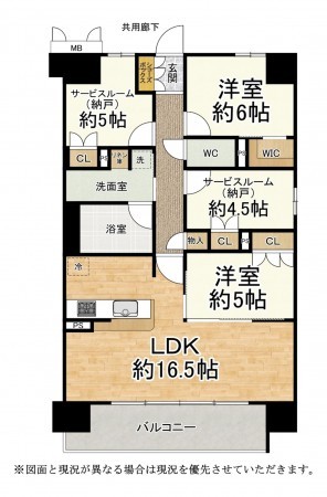 草津市大路、マンションの間取り画像です