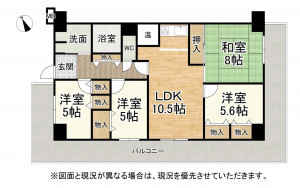 大津市湖城が丘、マンションの間取り画像です