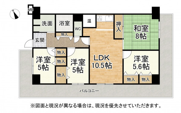 大津市湖城が丘、マンションの間取り画像です