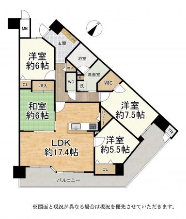 大津市桜野町、マンションの間取り画像です