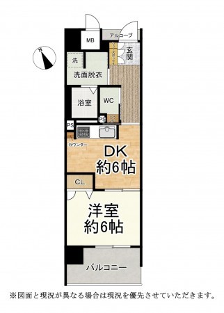 大津市鏡が浜、マンションの間取り画像です