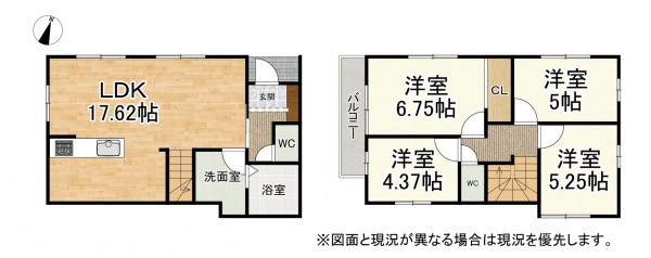 大津市本宮、新築一戸建ての間取り画像です