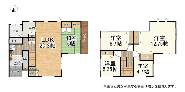 大津市下阪本、中古一戸建ての間取り画像です