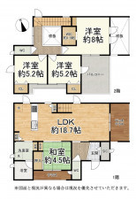 大津市大萱、中古一戸建ての間取り画像です