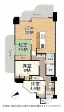 大津市秋葉台、マンションの間取り画像です