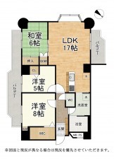 大津市大萱、マンションの間取り画像です