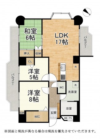 大津市大萱、マンションの間取り画像です
