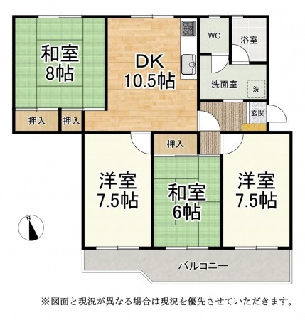 大津市打出浜、マンションの間取り画像です
