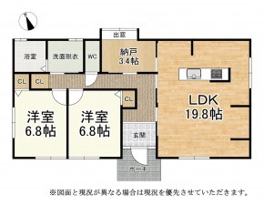湖南市菩提寺西、中古一戸建ての間取り画像です