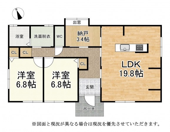 湖南市菩提寺西、中古一戸建ての間取り画像です