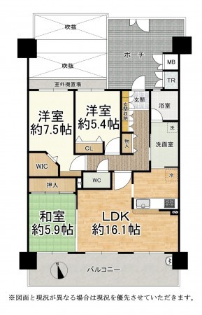 草津市野路、マンションの間取り画像です