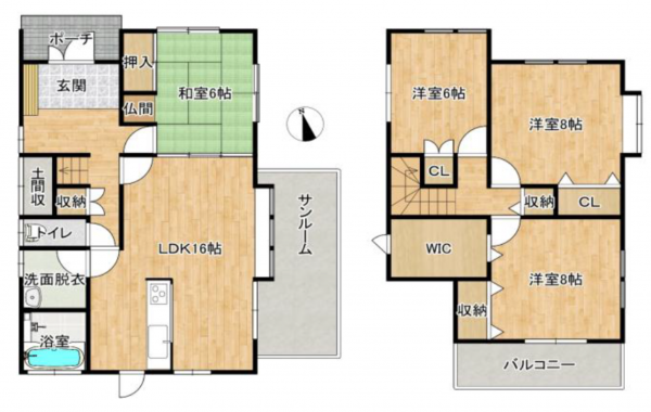 甲賀市水口町、中古一戸建ての間取り画像です