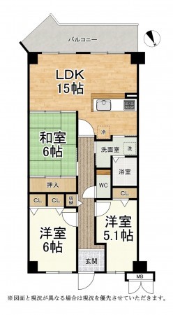 大津市大江、マンションの間取り画像です