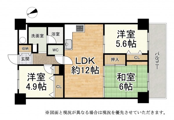 大津市湖城が丘、マンションの間取り画像です