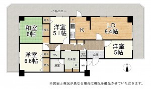 大津市湖城が丘、マンションの間取り画像です