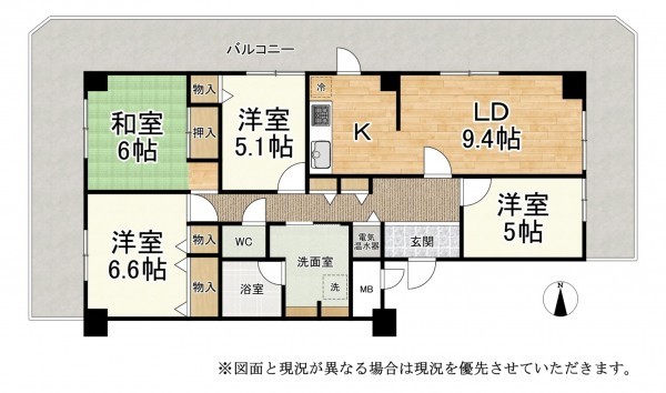 大津市湖城が丘、マンションの間取り画像です