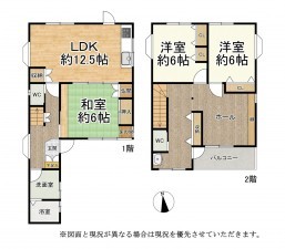 大津市あかね町、中古一戸建ての間取り画像です