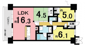 大津市本宮、マンションの間取り画像です
