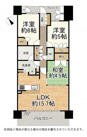 草津市南草津、マンションの間取り画像です