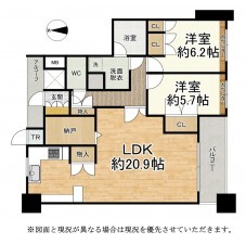 大津市栄町、マンションの間取り画像です