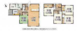 大津市雄琴、新築一戸建ての間取り画像です