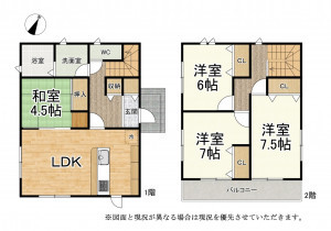 大津市松が丘、中古一戸建ての間取り画像です
