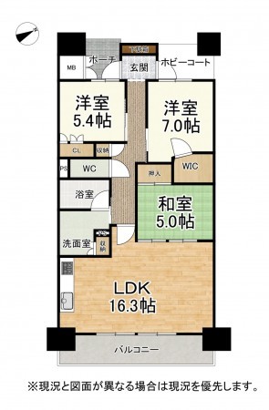 大津市茶が崎、マンションの間取り画像です