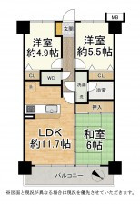 大津市南郷、マンションの間取り画像です