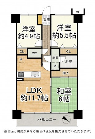 大津市南郷、マンションの間取り画像です