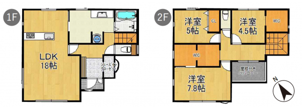 大津市国分、中古一戸建ての間取り画像です