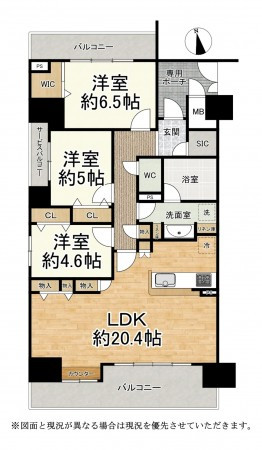 大津市におの浜、マンションの間取り画像です